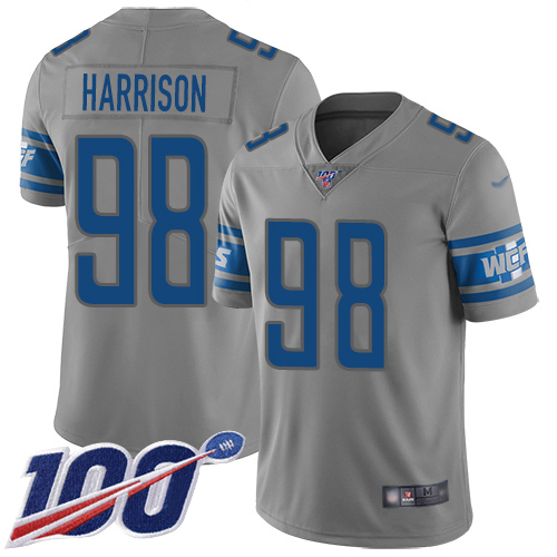 Detroit Lions Limited Gray Men Damon Harrison Jersey NFL Football #98 100th Season Inverted Legend->detroit lions->NFL Jersey